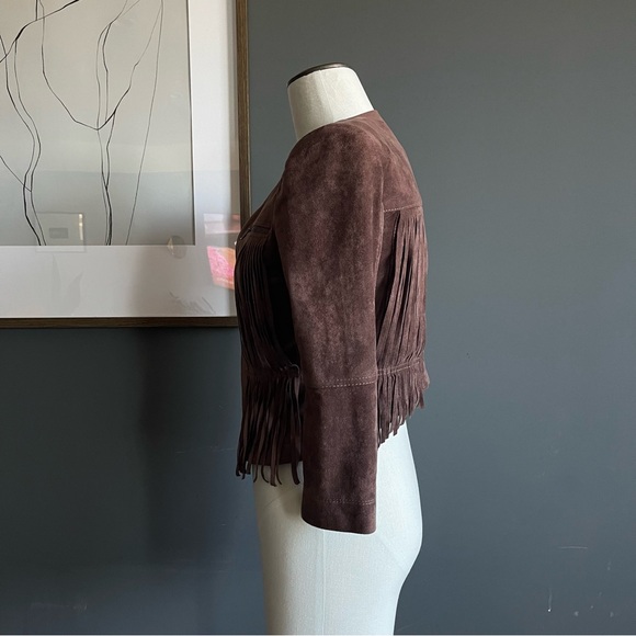 BCBGMaxAzria Brown Fringe Jacket - Picture 3 of 7